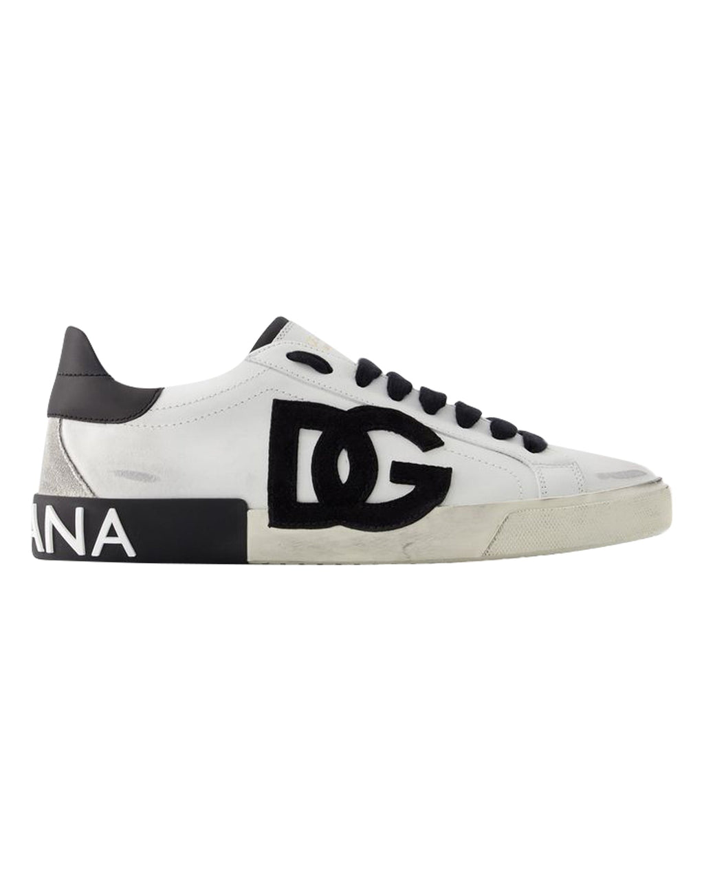 Men's Portofino Sneakers  - Dolce&Gabbana - Leather - Black/White