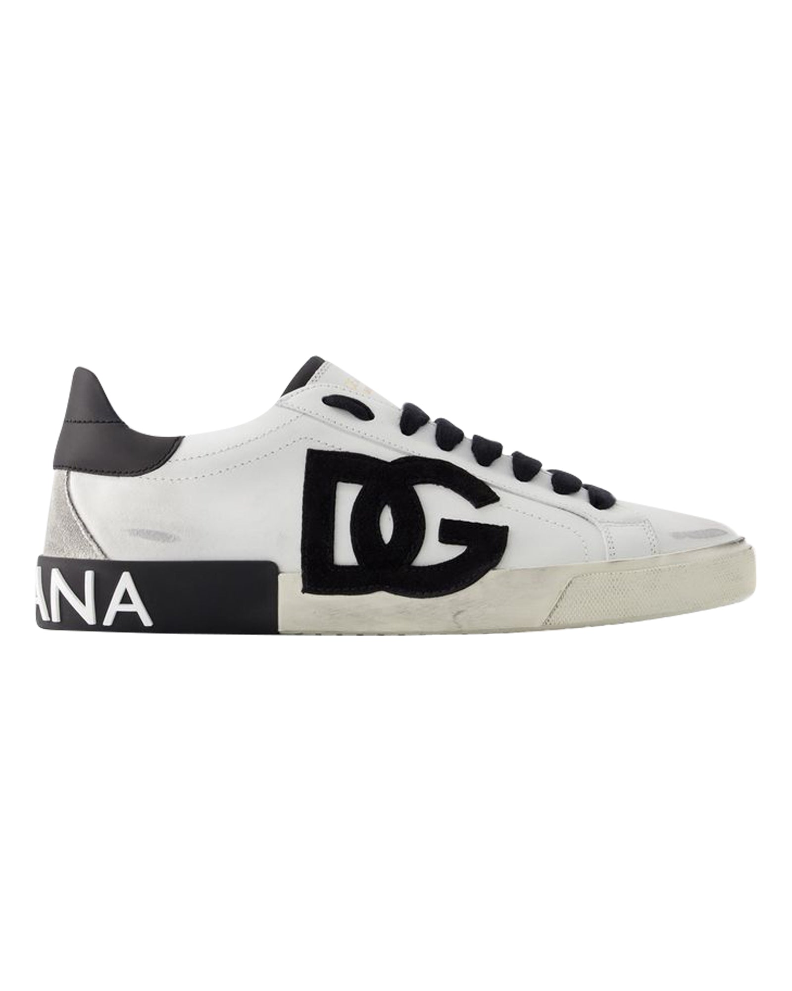 Men's Portofino Sneakers  - Dolce&Gabbana - Leather - Black/White