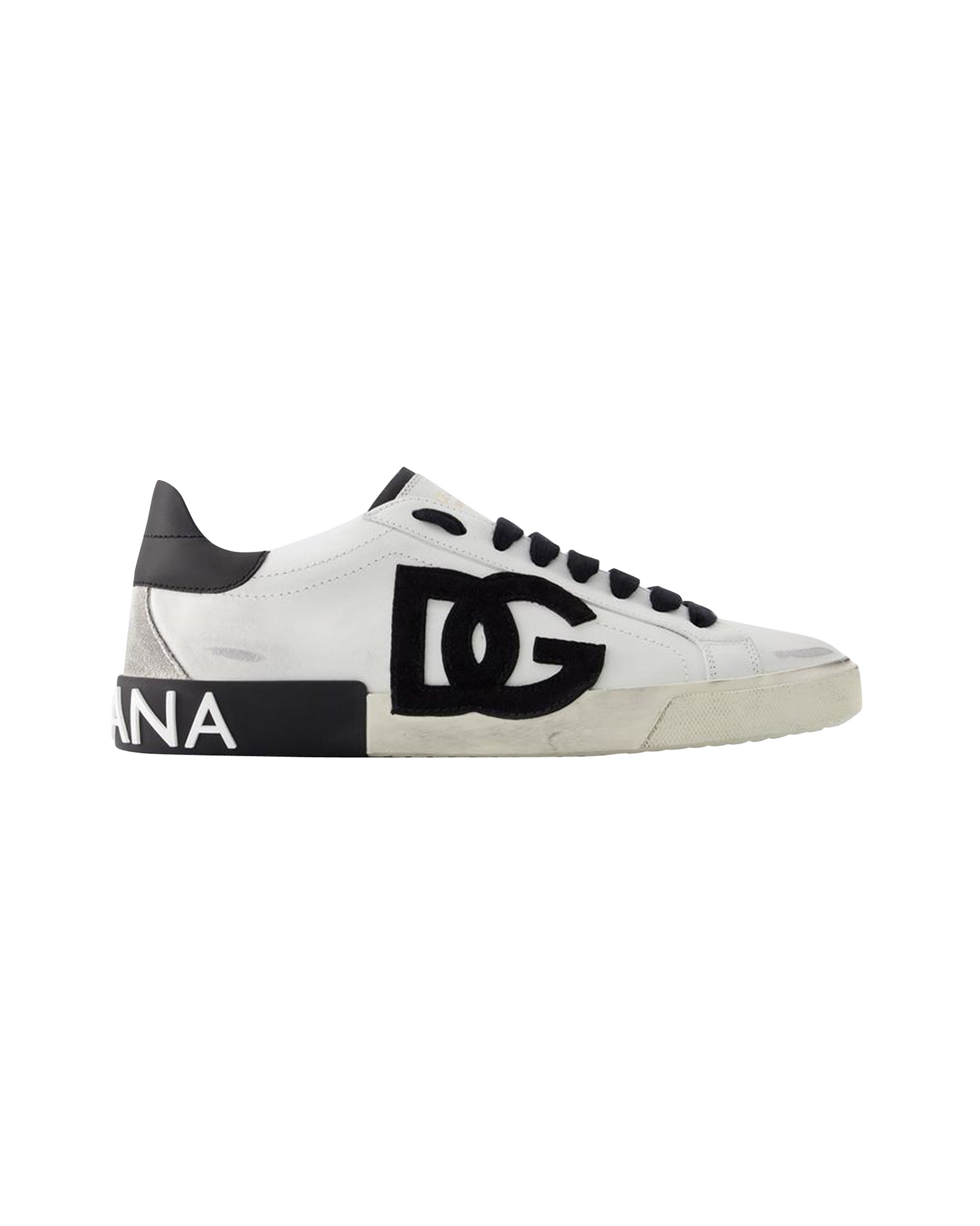 Men's Portofino Sneakers  - Dolce&Gabbana - Leather - Black/White