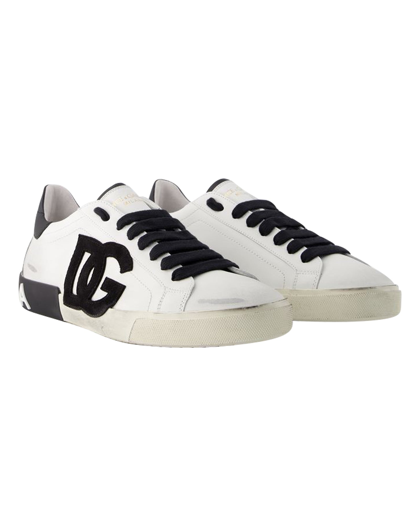 Men's Portofino Sneakers  - Dolce&Gabbana - Leather - Black/White