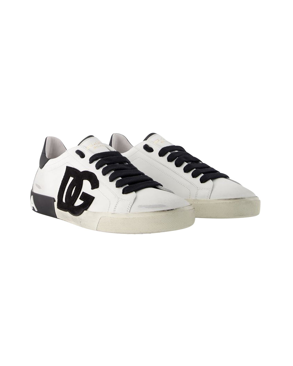 Men's Portofino Sneakers  - Dolce&Gabbana - Leather - Black/White