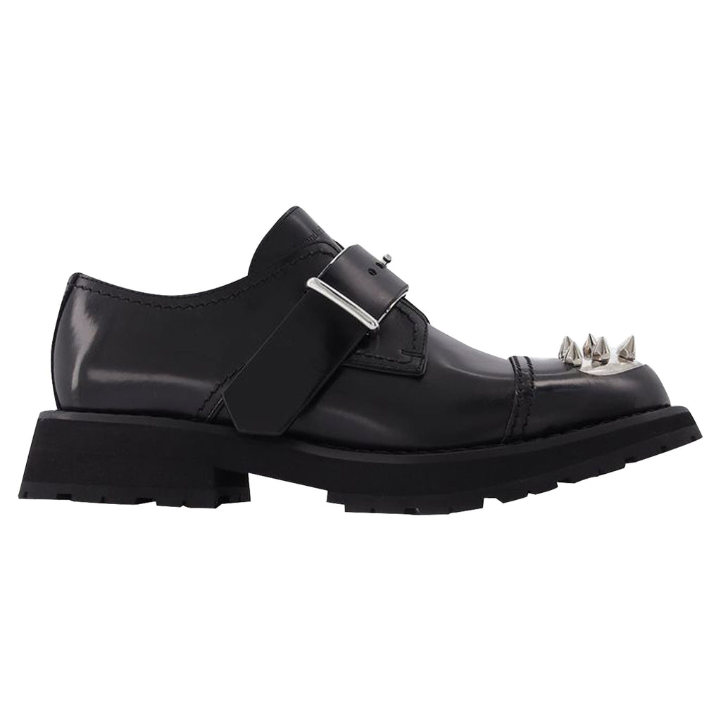 Loafers With Studs in Black Leather