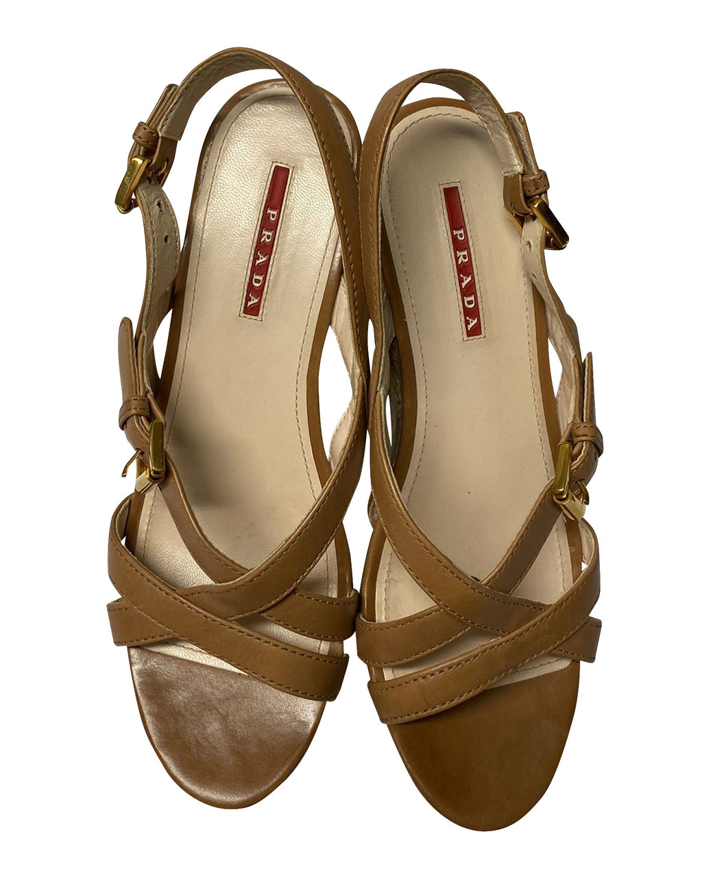 Prada Beige Leather Wedge