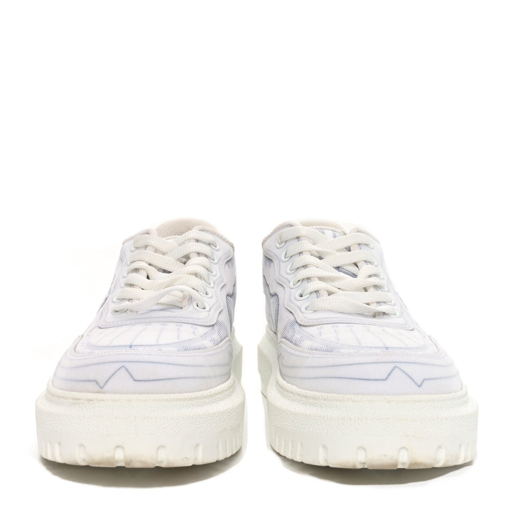 Technical Fabric Dior Addict Toile De Jouy Low Top Sneakers 37 White Blue