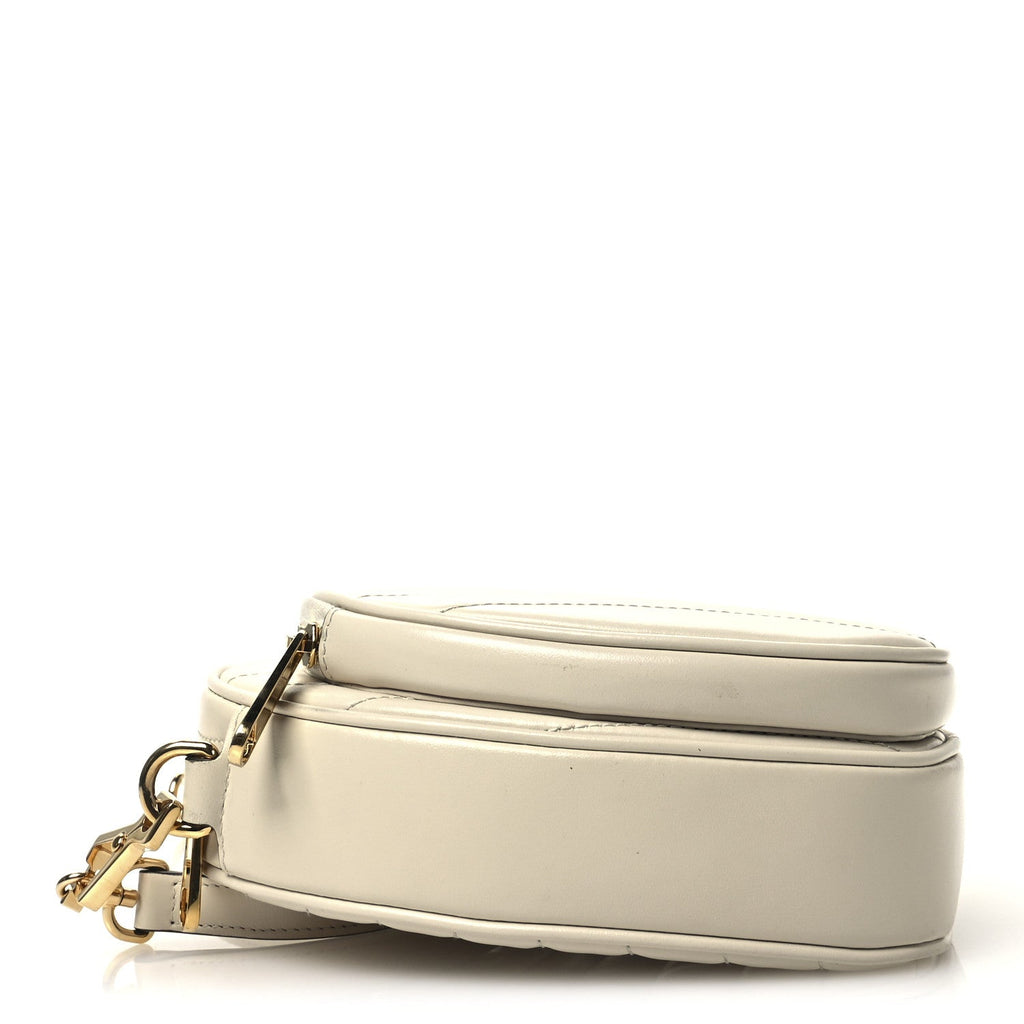 Calfskin Matelasse Diagonal Mini Interlocking G Heart Shoulder Bag Mystic White