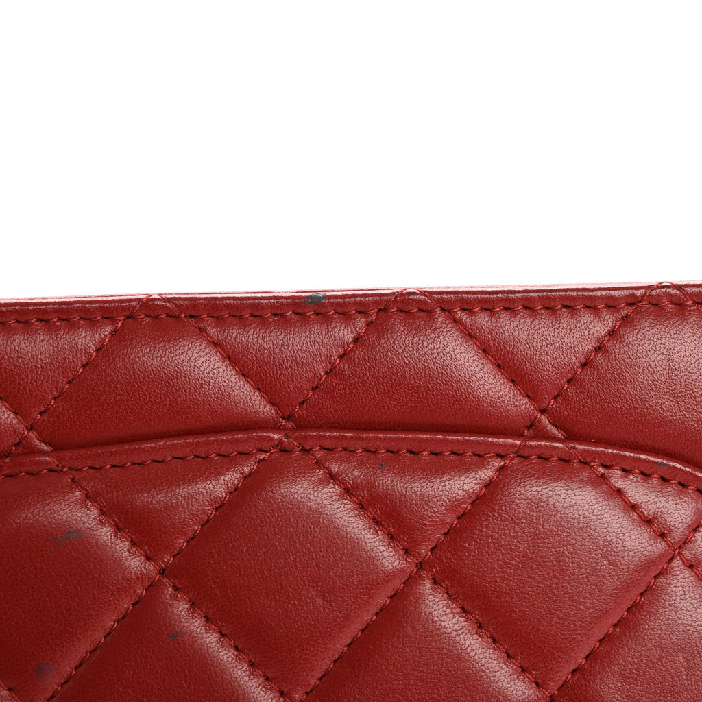 Lambskin Quilted Wallet On Chain WOC Red