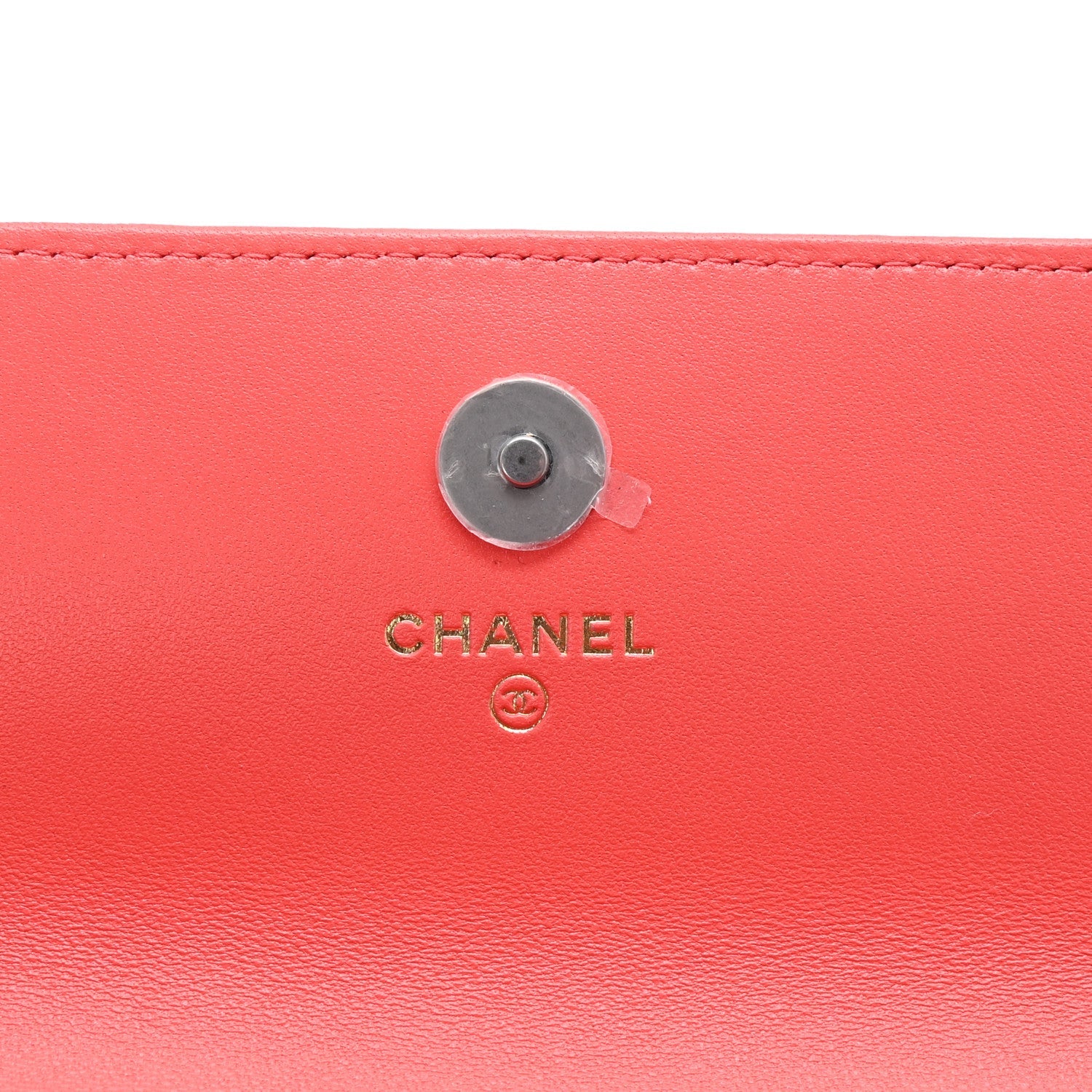 Lambskin Quilted Chanel 19 Flap Phone Holder With Chain Coral