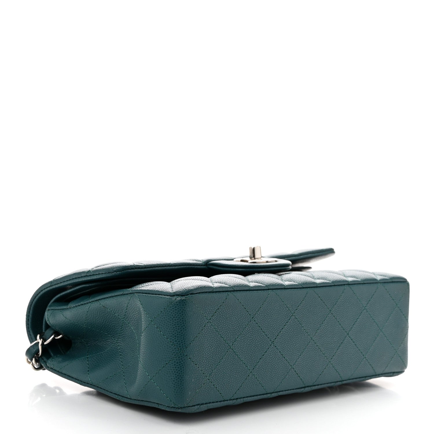 Caviar Quilted Small Double Flap Light Green