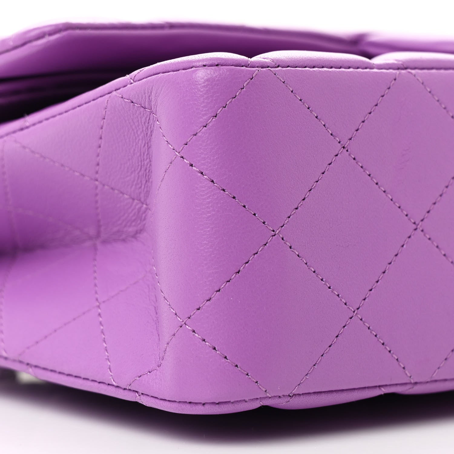 Lambskin Quilted Medium Double Flap Purple
