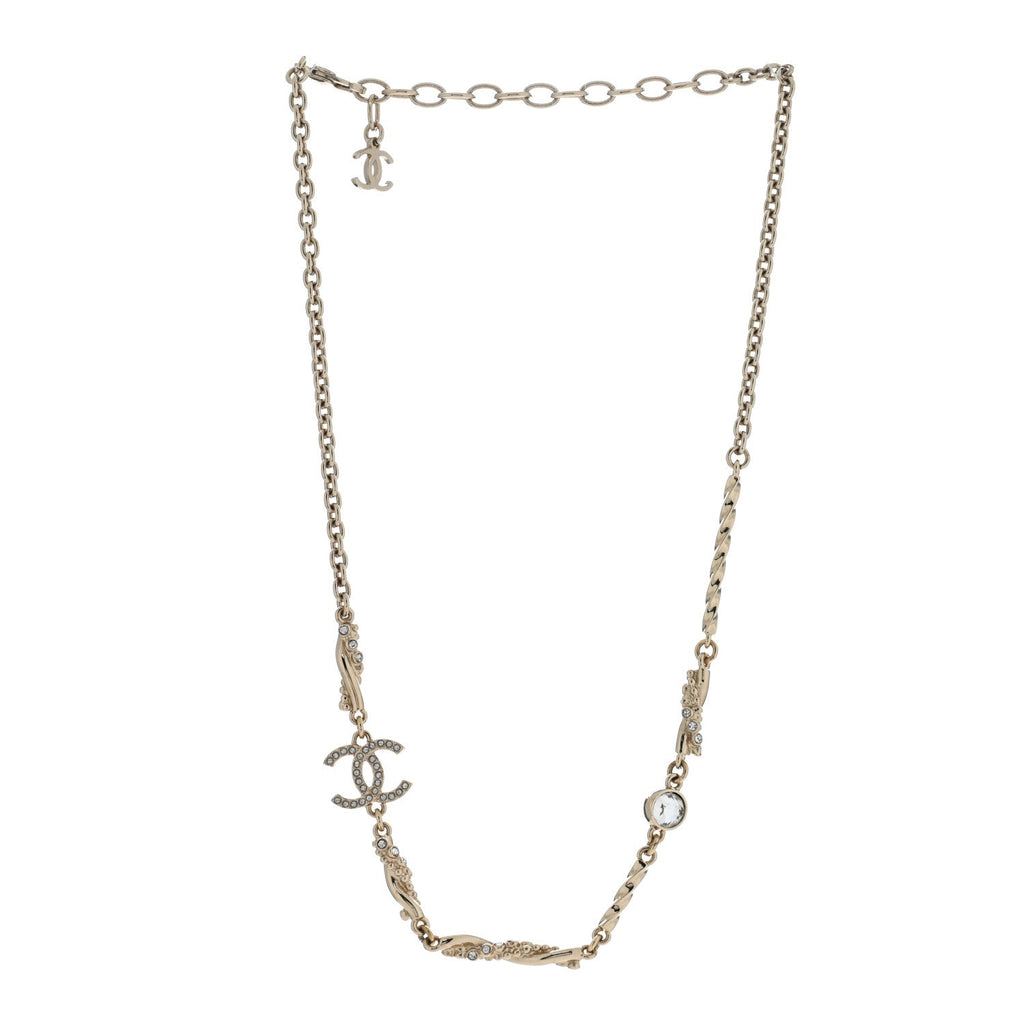 Crystal CC Twist Short Necklace Gold