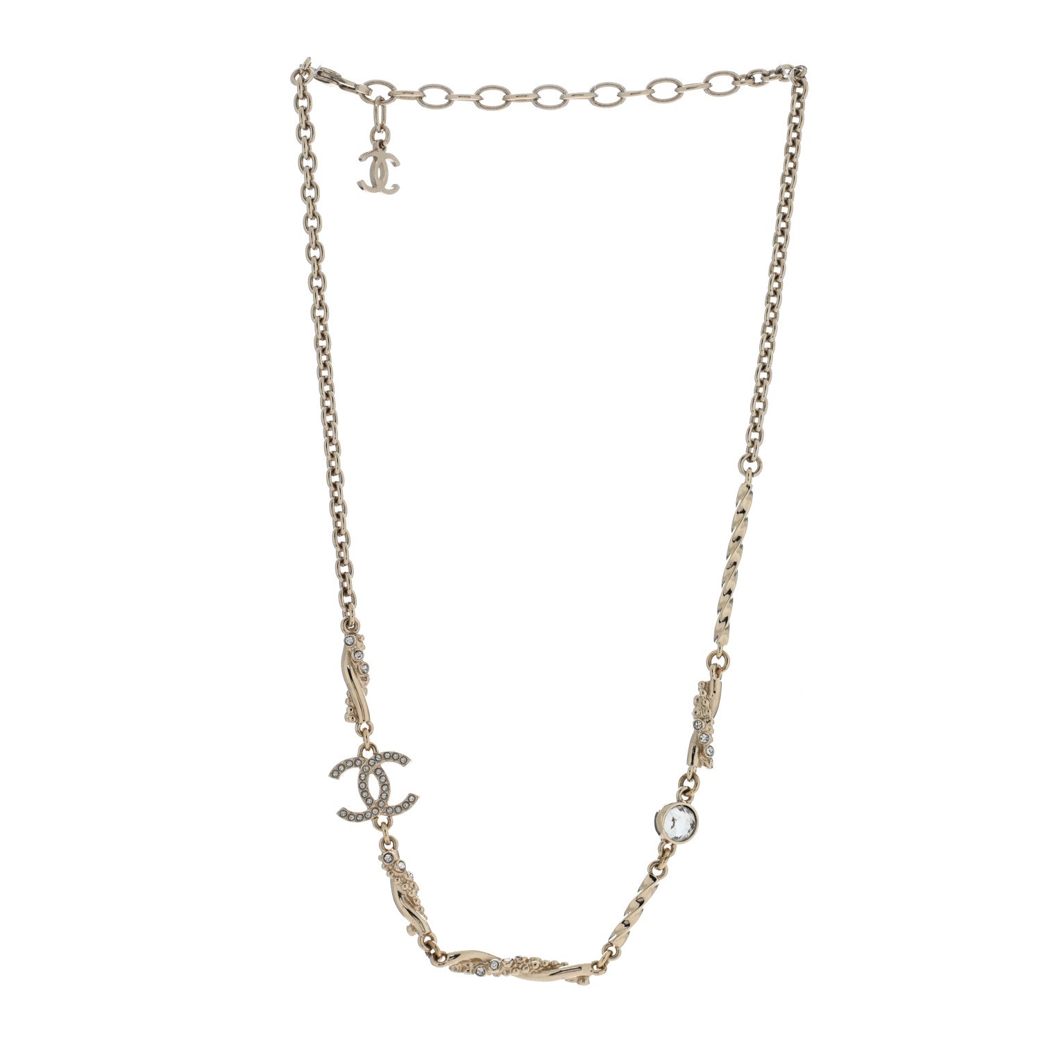 Crystal CC Twist Short Necklace Gold