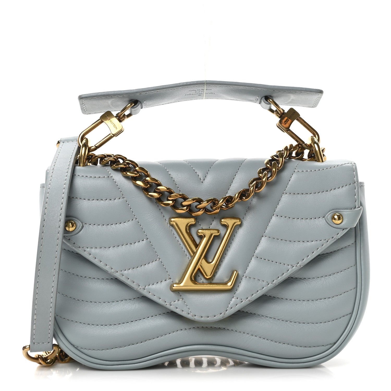 Calfskin New Wave Chain PM Porcelain Blue