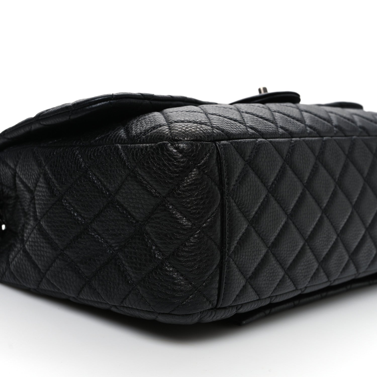 Grained Calfskin Quilted Small XXL Travel Flap Bag Black