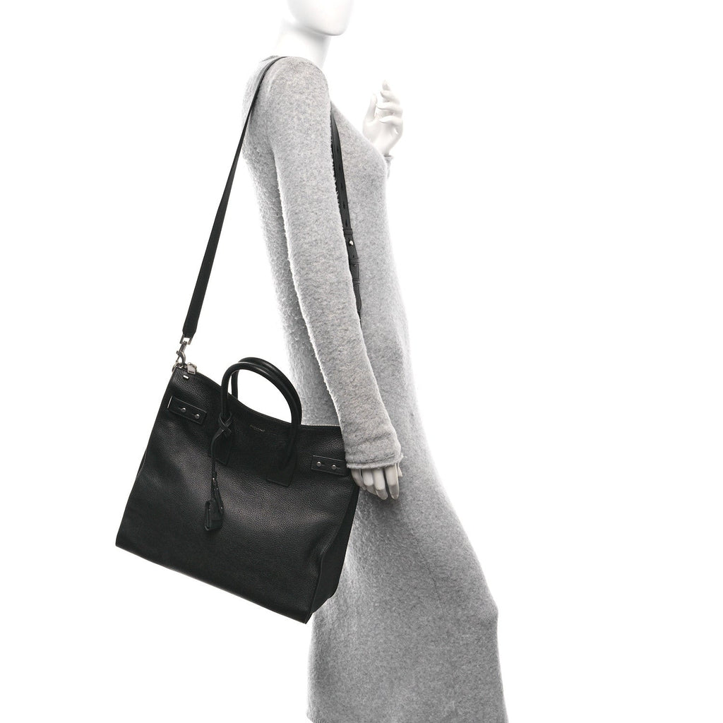Grained Calfskin Sac De Jour Souple North South Tote Black
