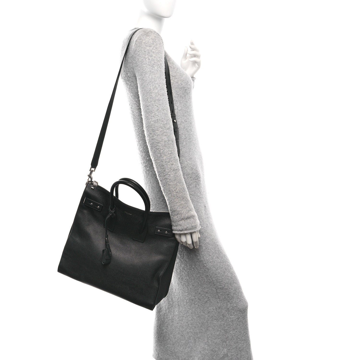 Grained Calfskin Sac De Jour Souple North South Tote Black