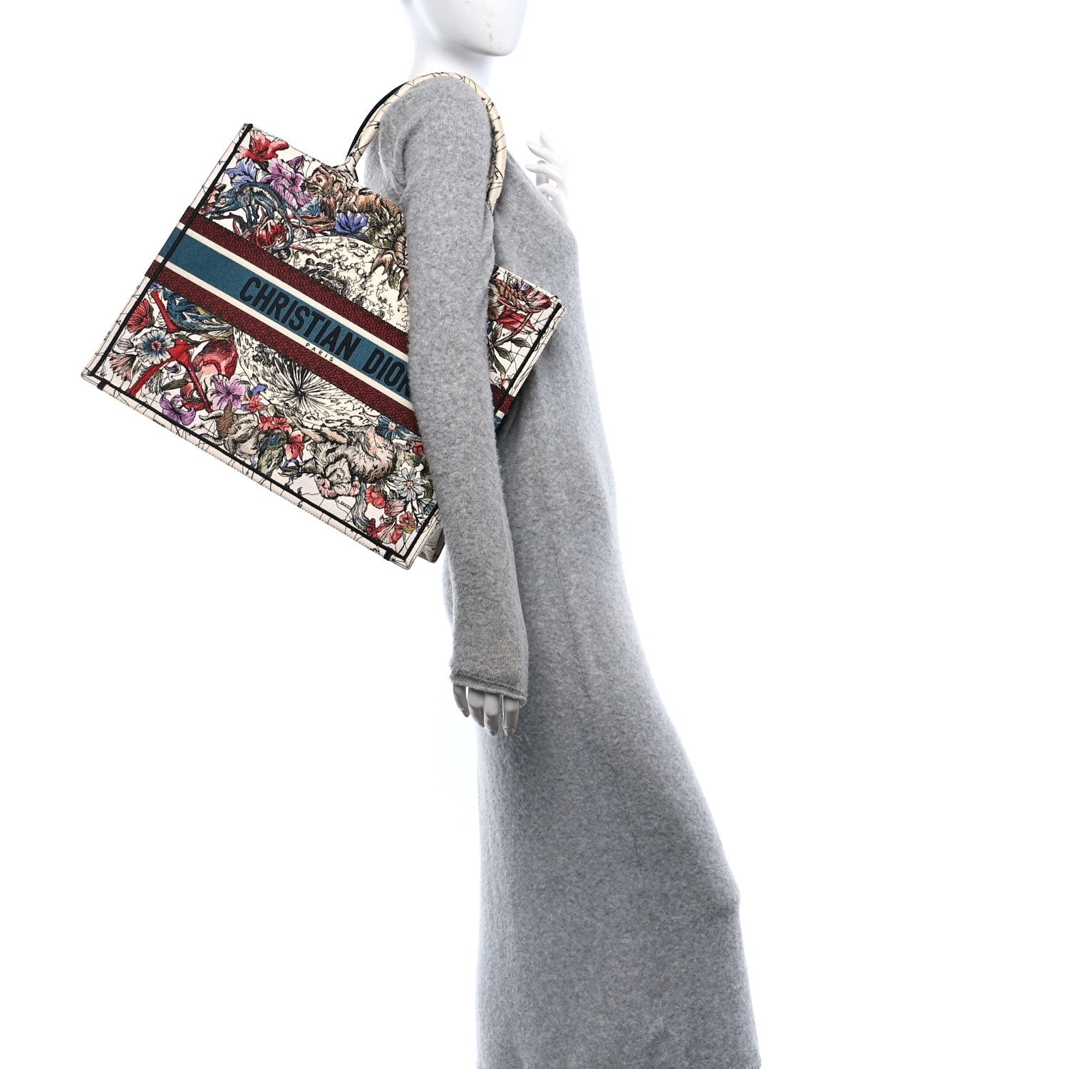 Canvas Embroidered Large Zodiac Book Tote Latte Multicolor