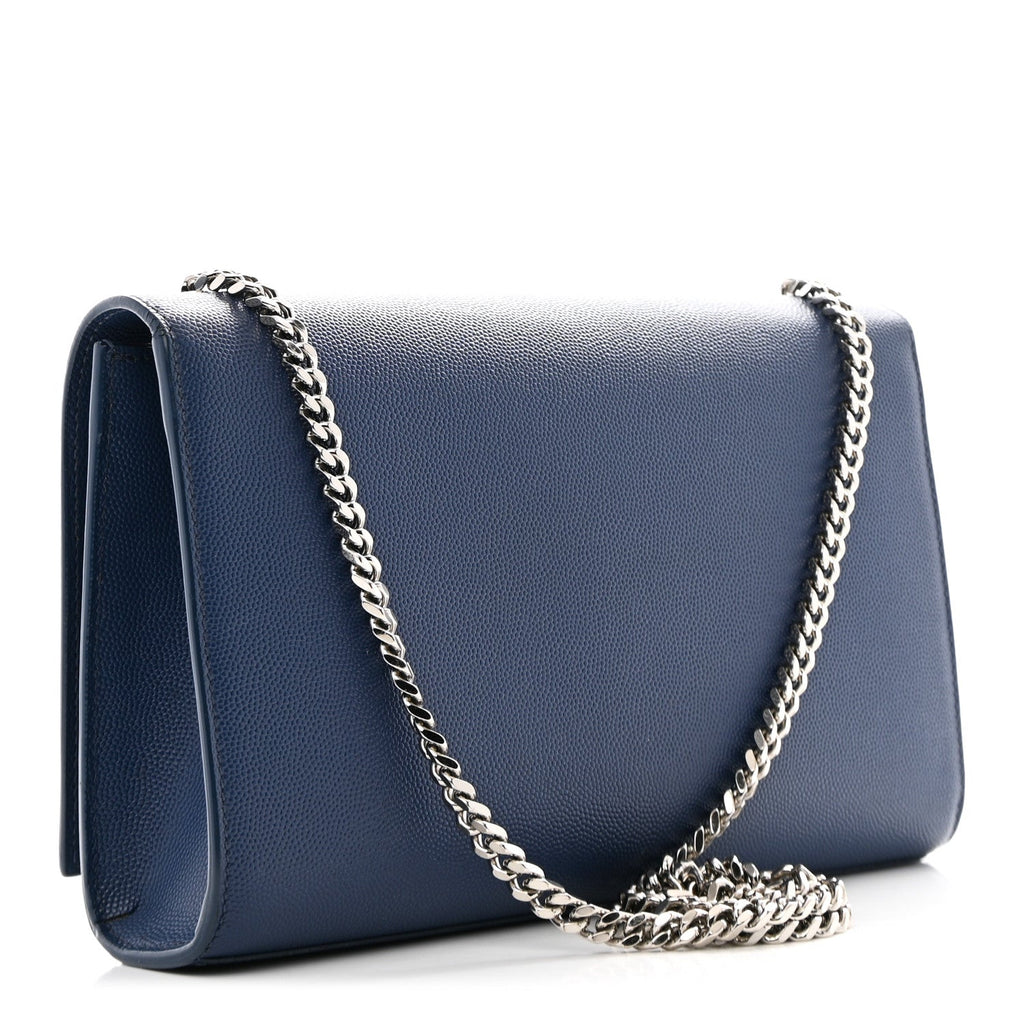 Grain De Poudre Medium Classic Monogram Kate Satchel Blue Clair