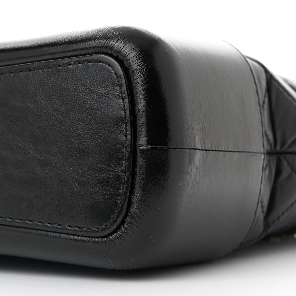 Aged Calfskin Quilted Medium Gabrielle Hobo Black