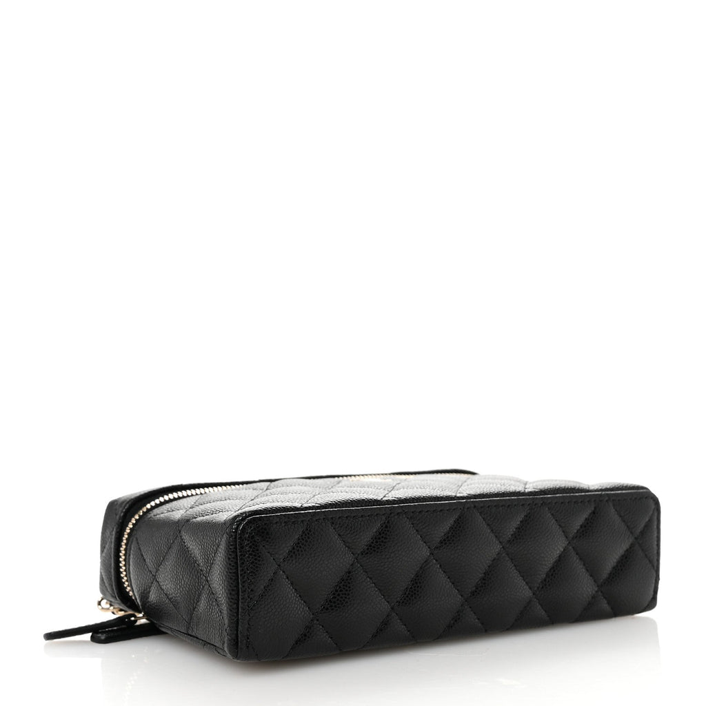 Caviar Quilted Top Handle Slim Vanity With Chain Black