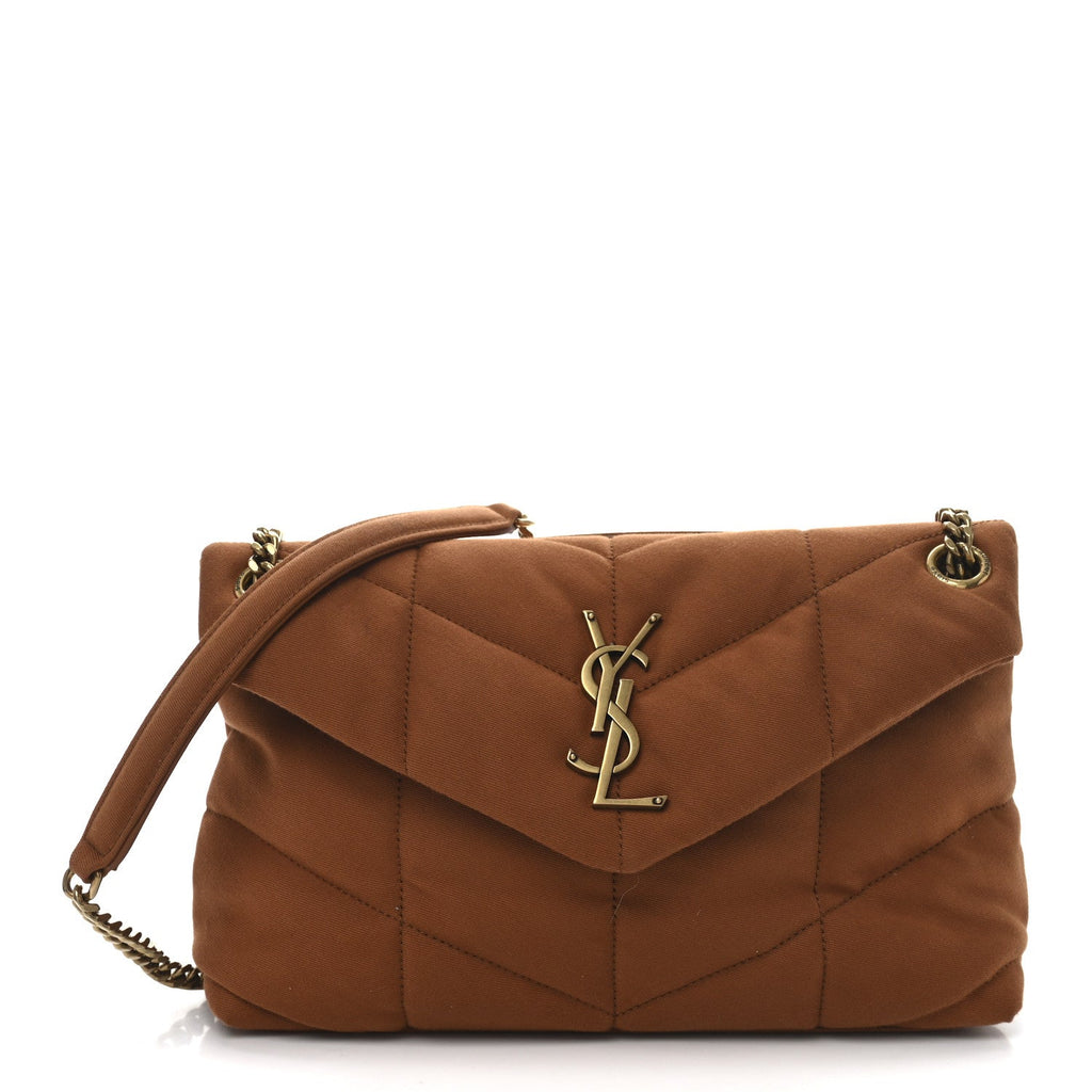Canvas Quilted Small Loulou Puffer Monogram Chain Satchel Cinnamon