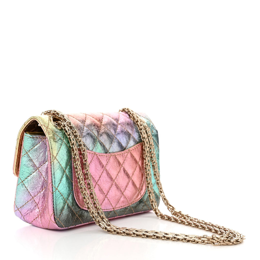 Metallic Goatskin Quilted Mini 2.55 Reissue Flap Multicolor