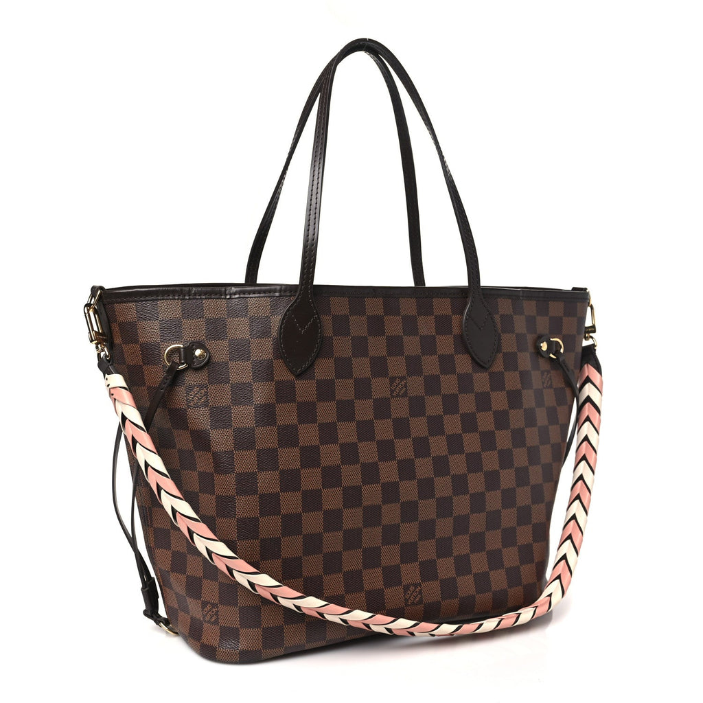 Damier Ebene Braided Neverfull MM Pink