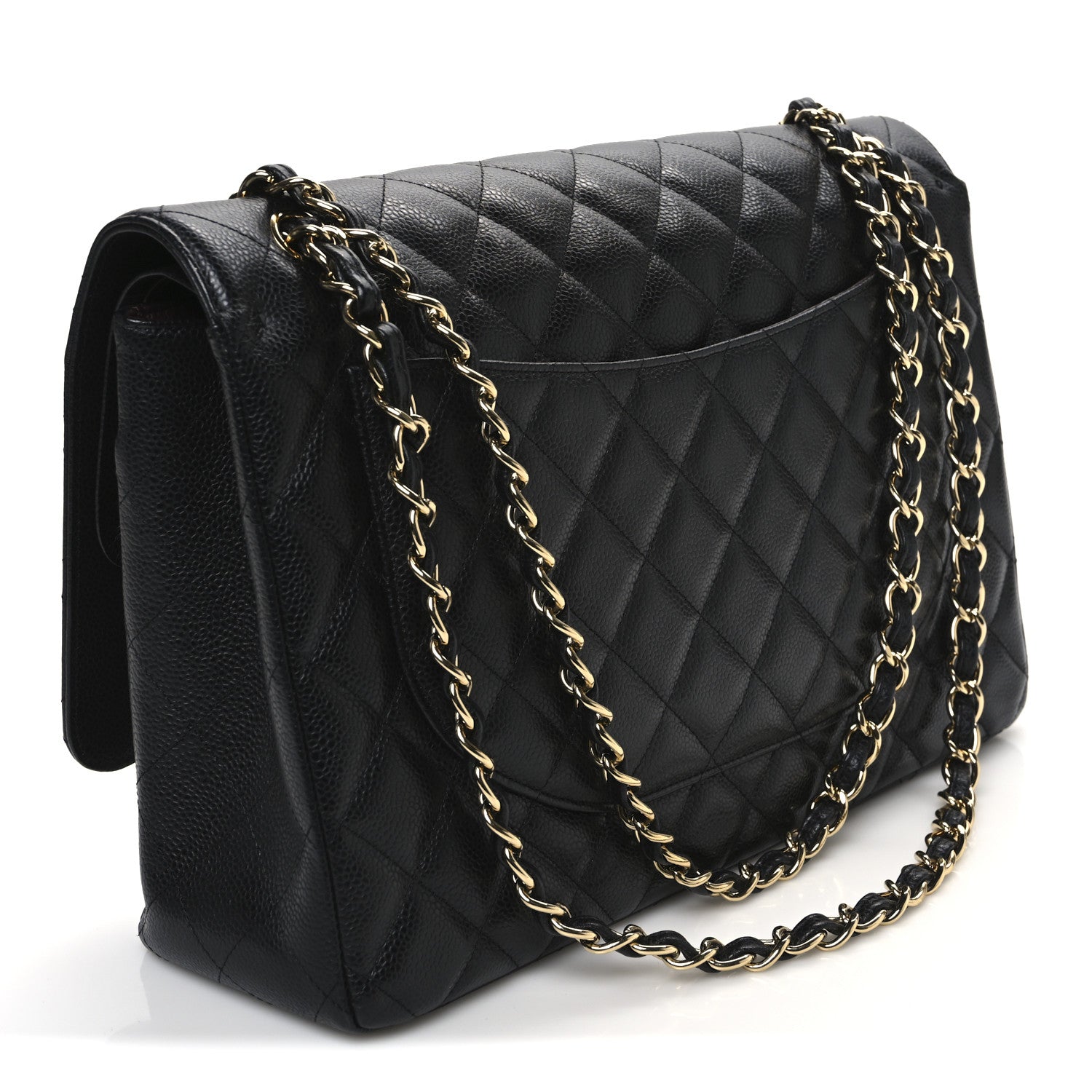 Caviar Quilted Maxi Double Flap Black