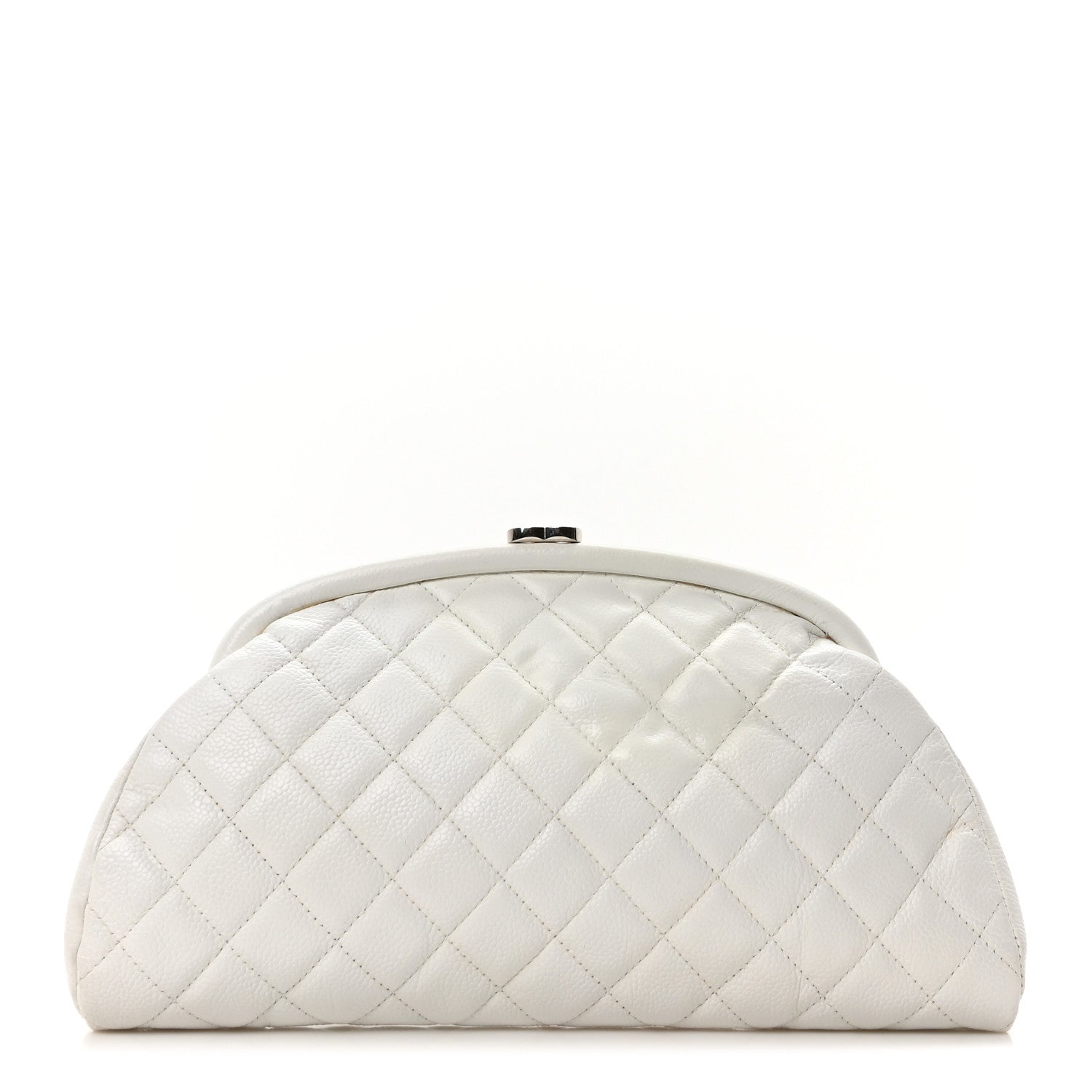 Caviar Quilted Timeless Clutch White