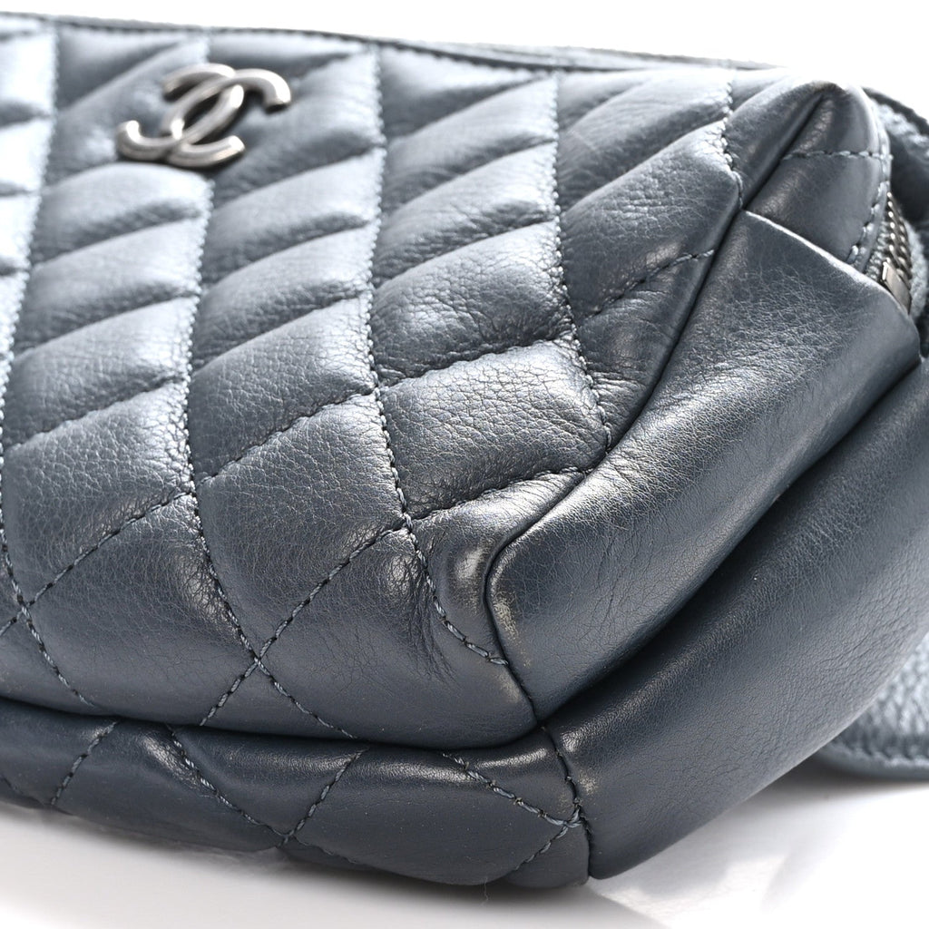 Calfskin Quilted Waist Bag Dark Grey