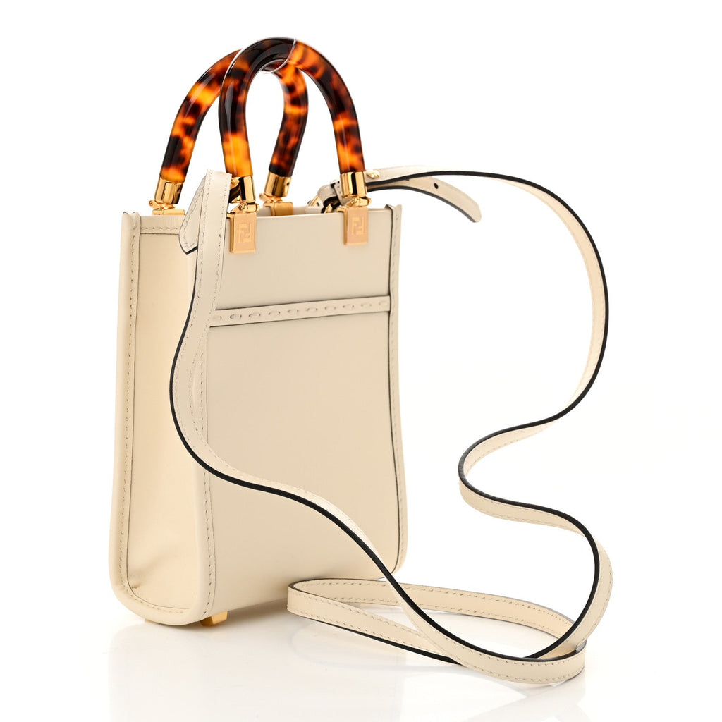 Vitello King Plexiglass Logo Embossed Mini Fendi Sunshine Shopper Tote White Ice