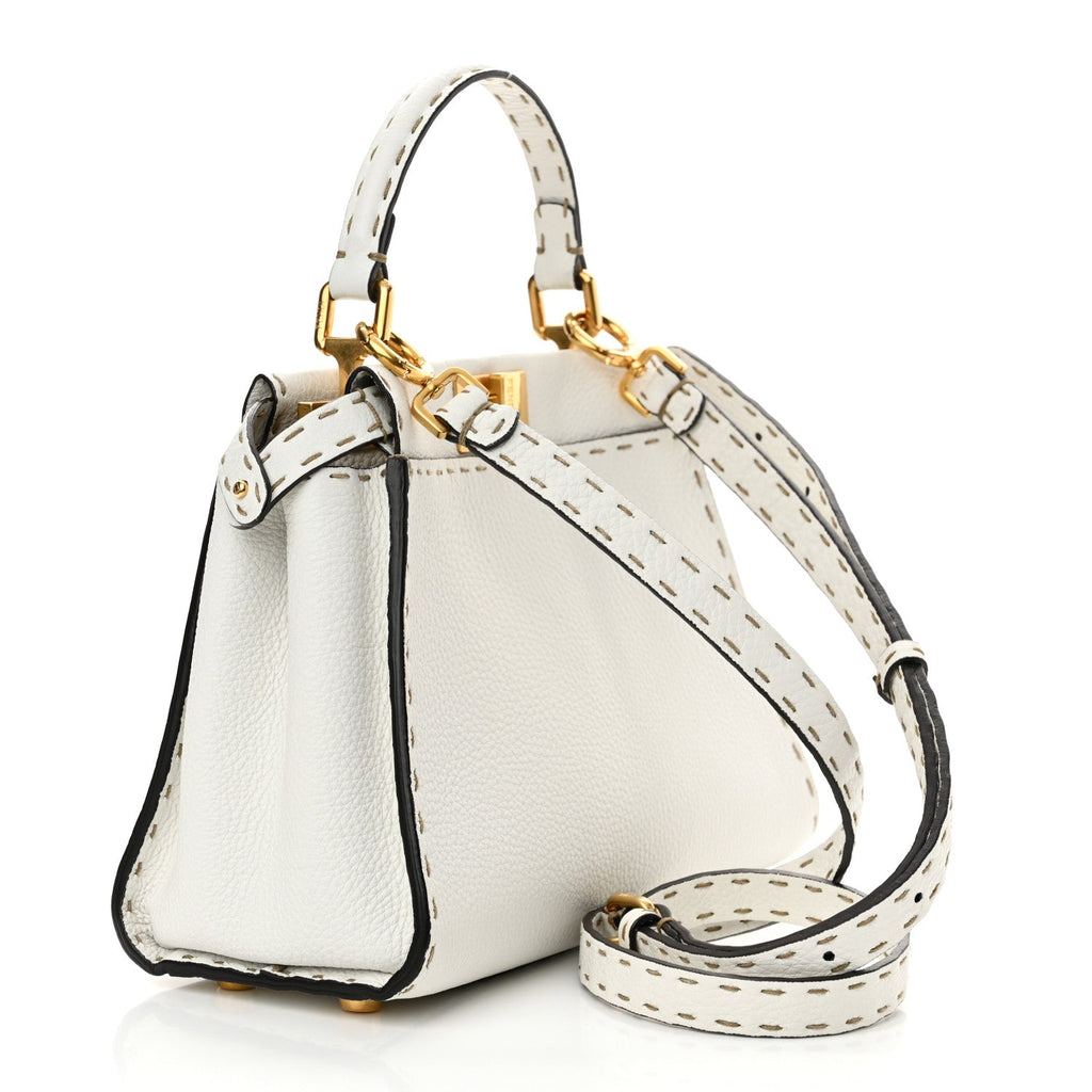 Cuoio Romano Selleria Mini Peekaboo Iconic Satchel White