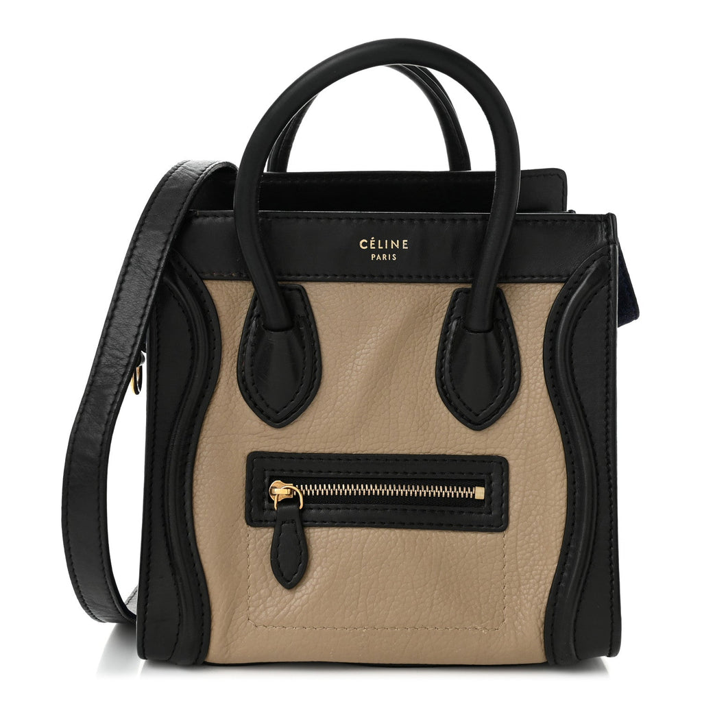 Elephant Calfskin Suede Tri-color Nano Luggage Sand