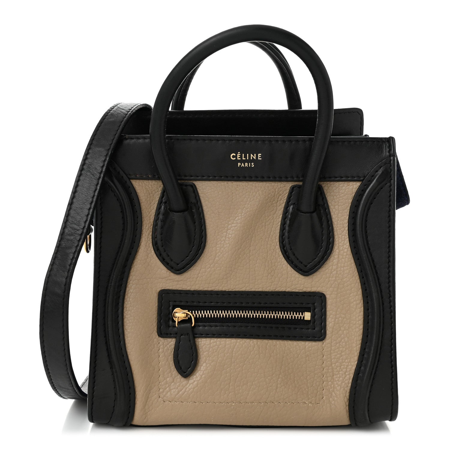 Elephant Calfskin Suede Tri-color Nano Luggage Sand