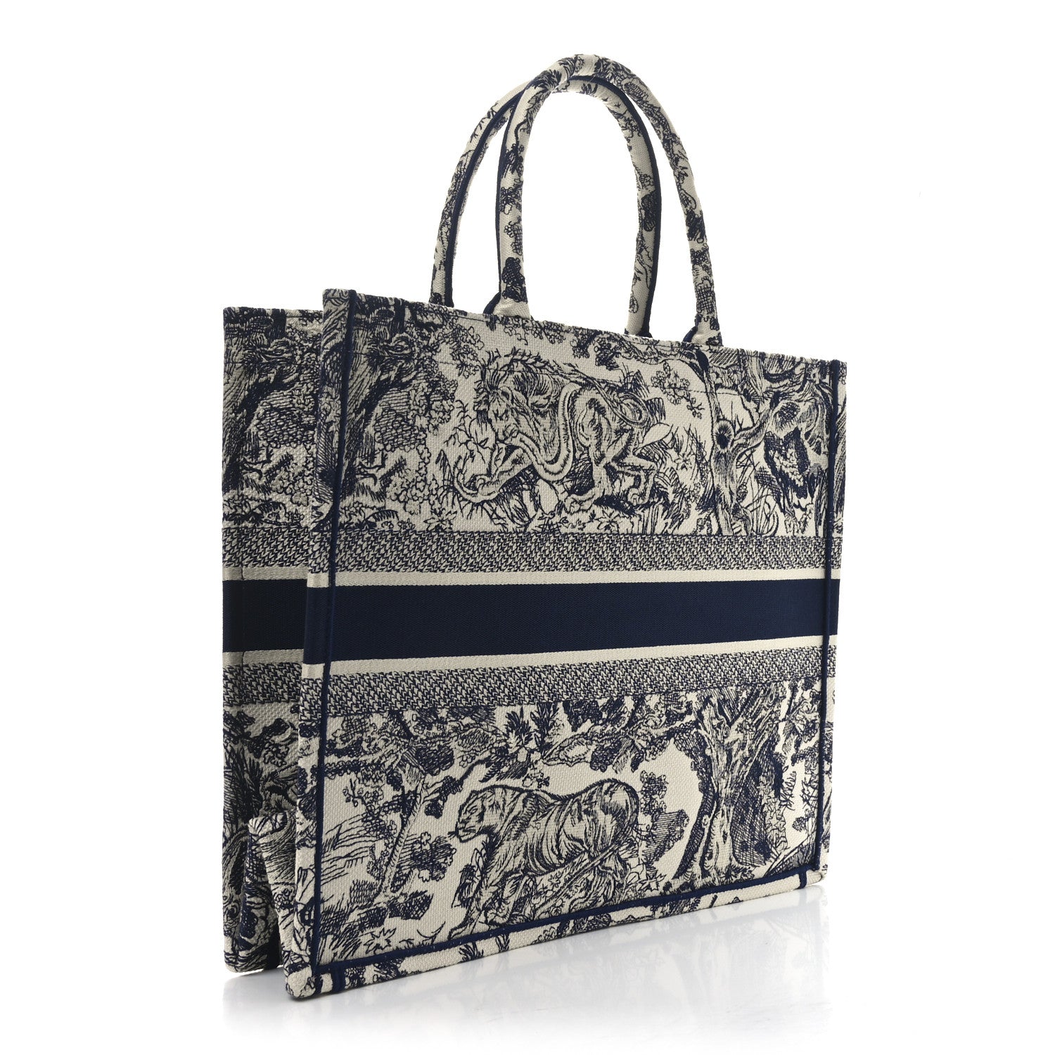 Canvas Embroidered Large Dioriviera Toile De Jouy Book Tote Blue