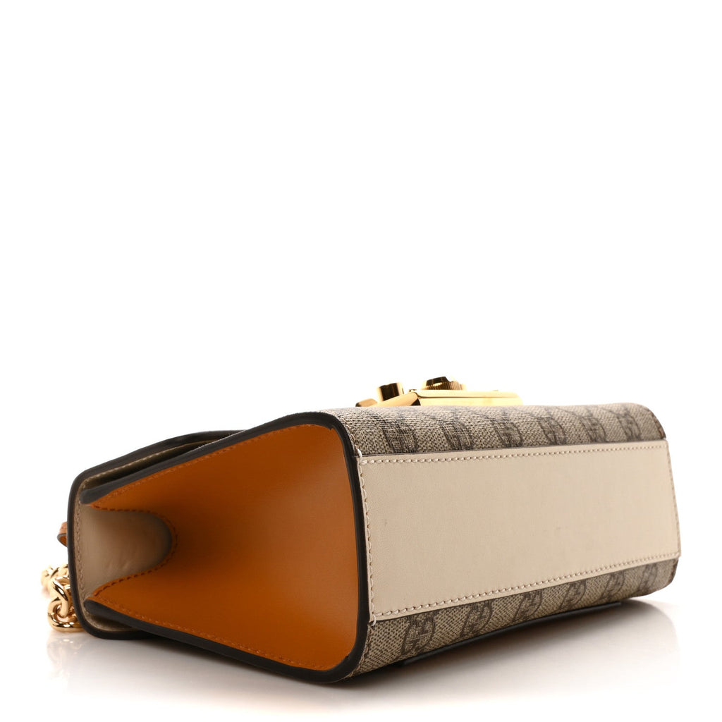 GG Supreme Monogram Calfskin Small Padlock Shoulder Bag Beige Mystic White Sun Oil