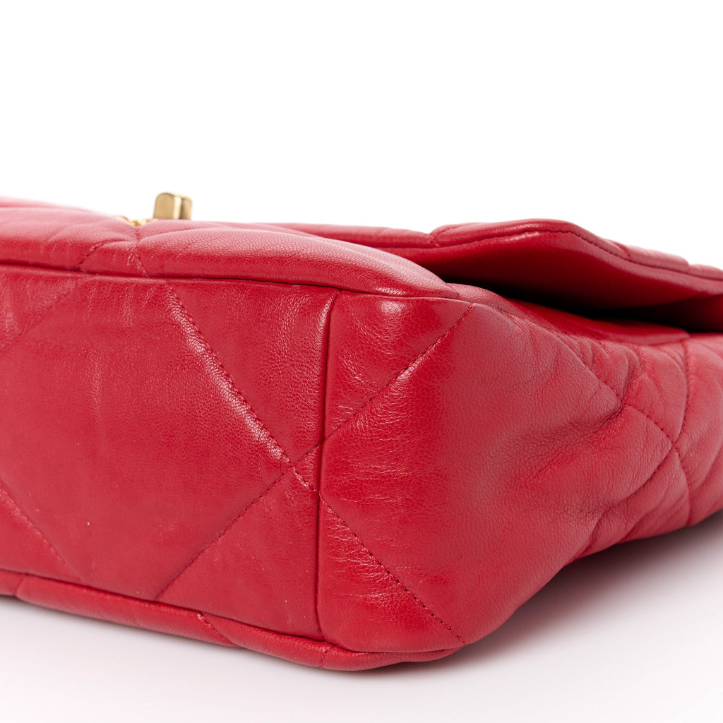 Goatskin Quilted Large Chanel 19 Flap Red