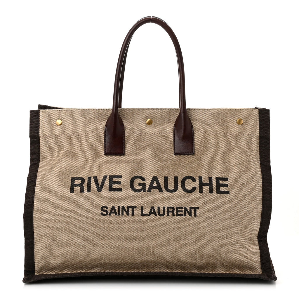 Linen Calfskin Rive Gauche Tote Natural