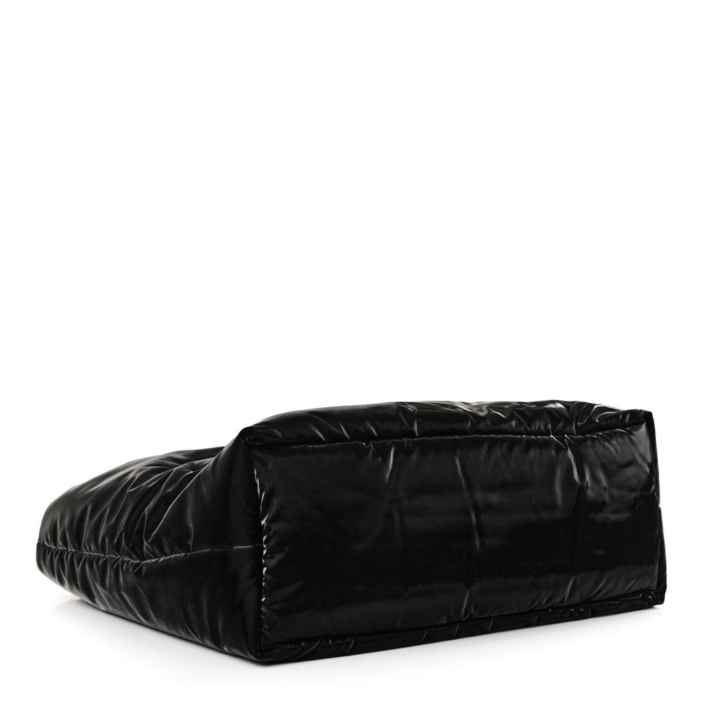 Silktech Canvas Wide Puffer Tote Black