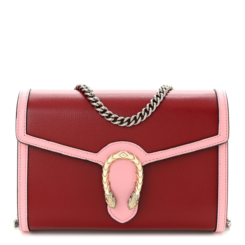 Azalea Calfskin Enamel Mini Dionysus Chain Wallet New Cherry Red Wild Rose Off White