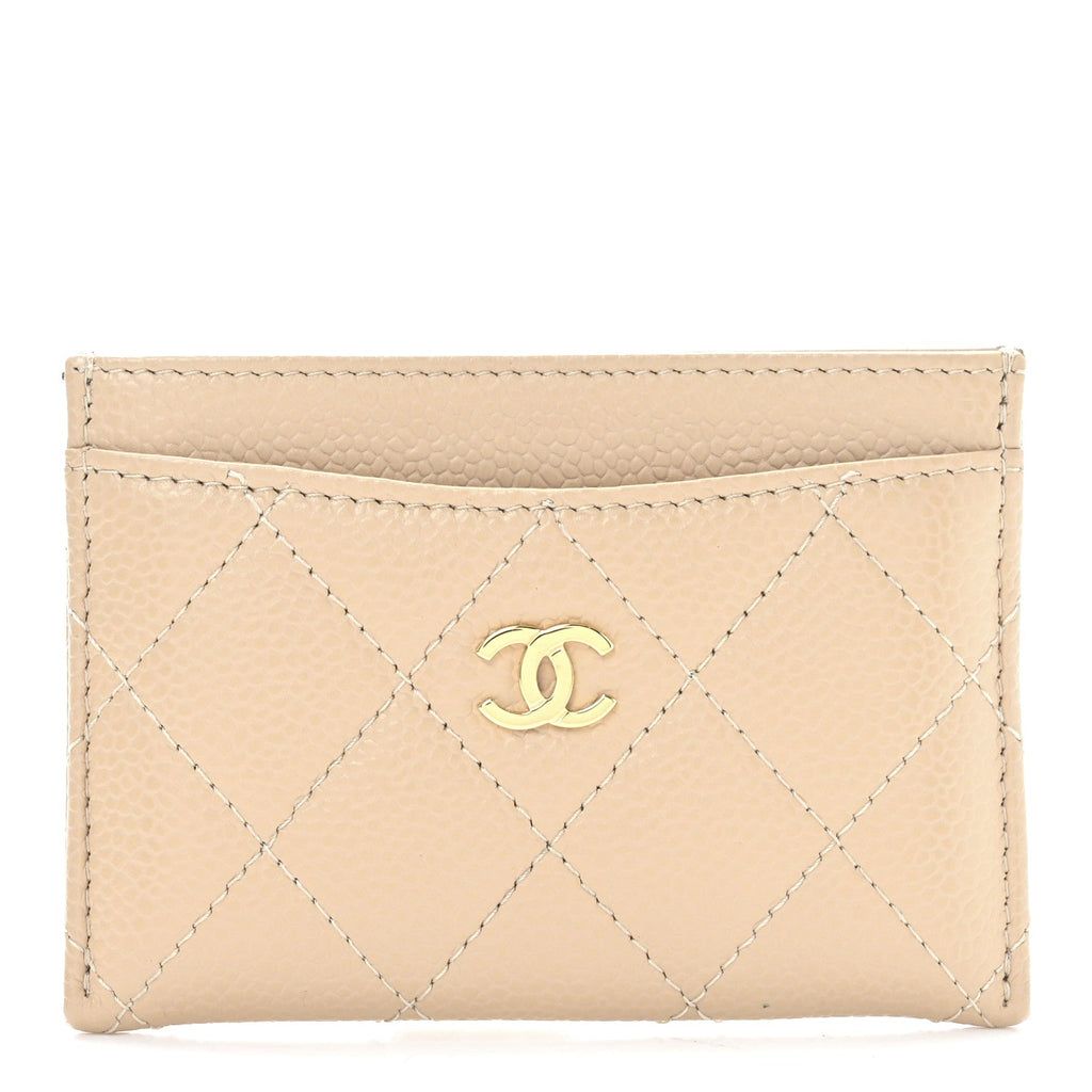 Caviar Quilted  Holder Beige