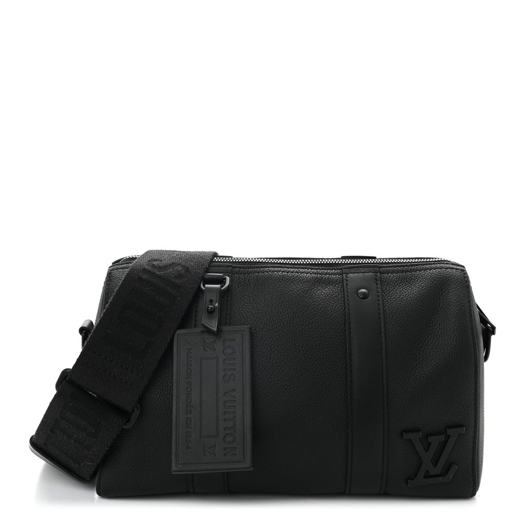 Grained Calfskin Aerogram City Keepall Black