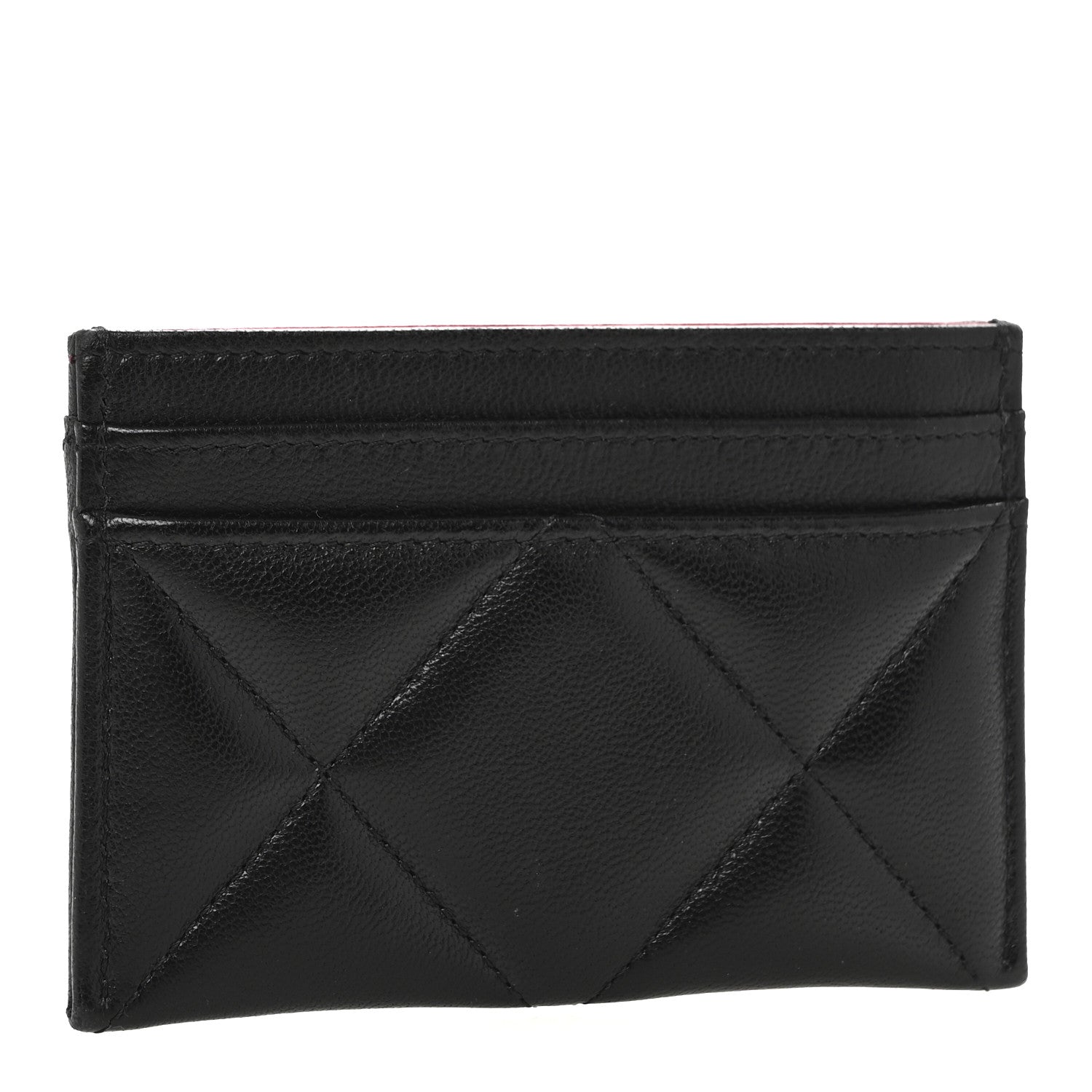Lambskin Quilted Chanel 19  Holder Black