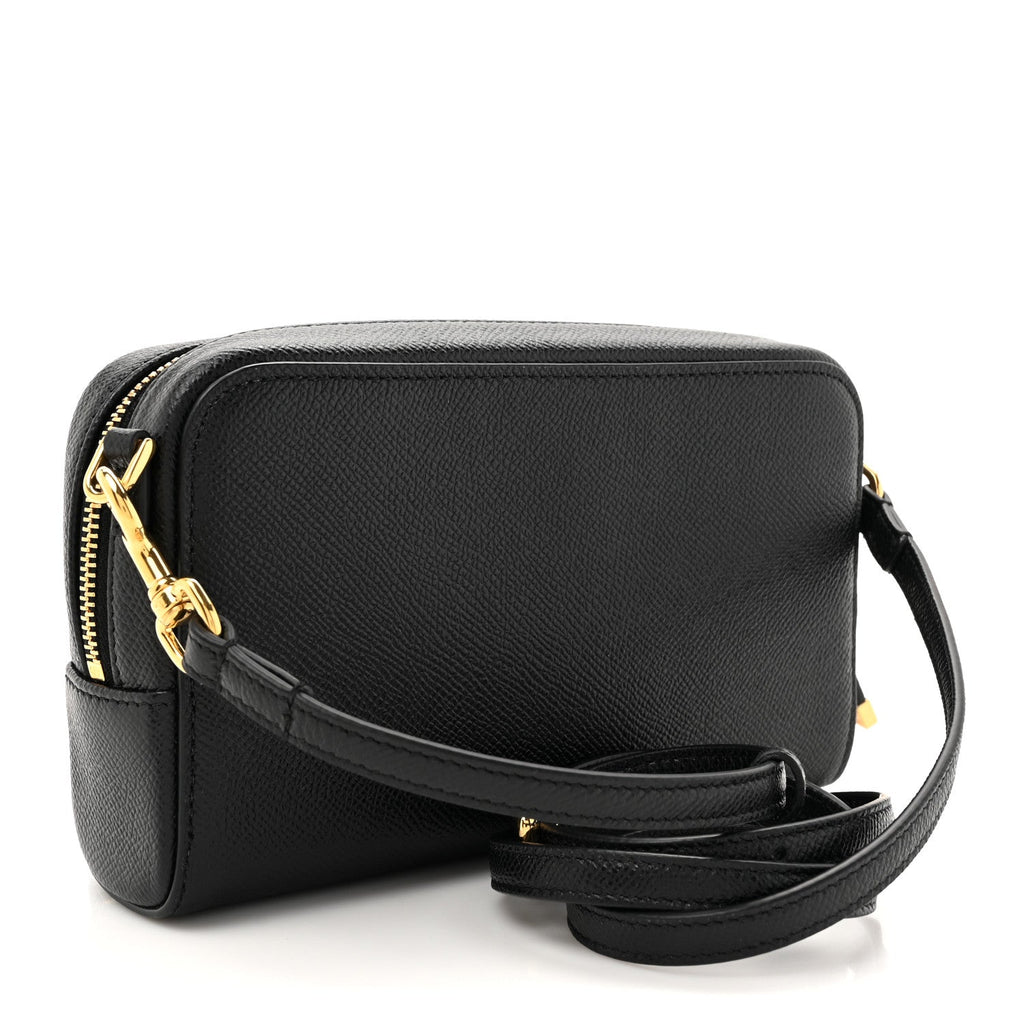 Grained Calfskin Caro Double Pouch Black