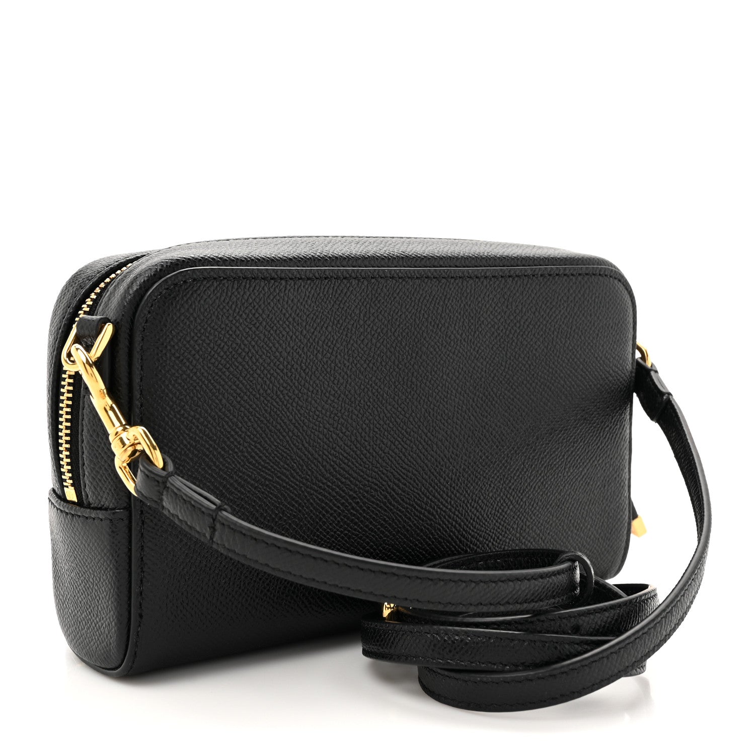 Grained Calfskin Caro Double Pouch Black