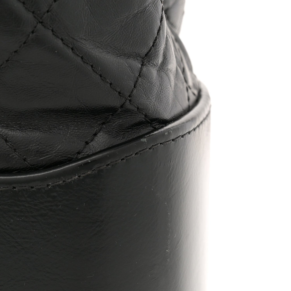 Aged Calfskin Quilted Large Gabrielle Shopping Tote Black