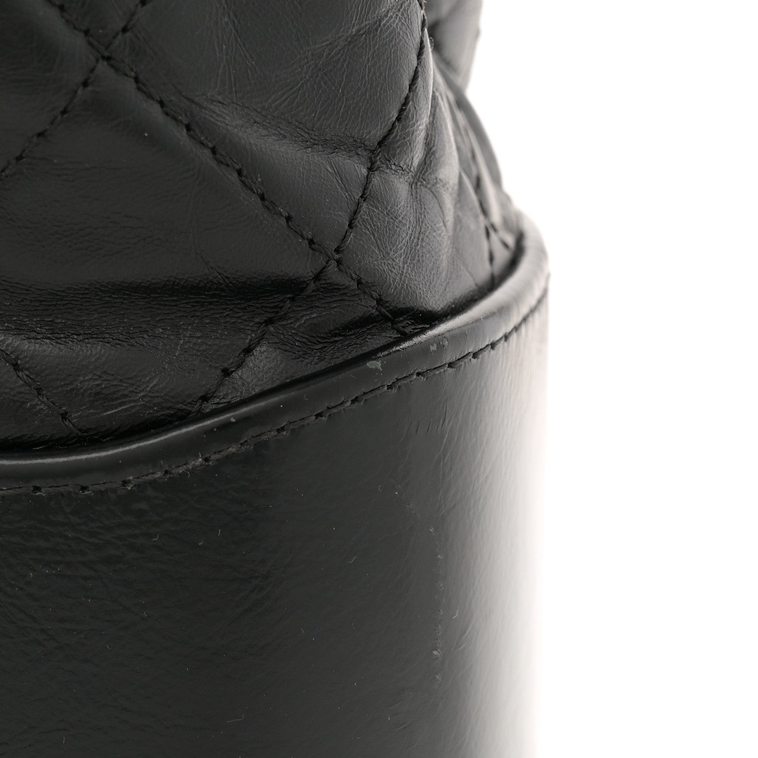 Aged Calfskin Quilted Large Gabrielle Shopping Tote Black