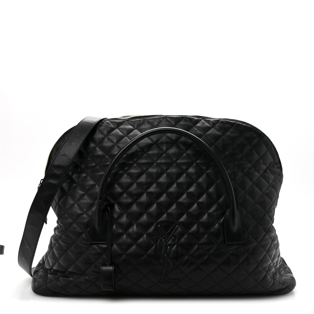 Calfskin Quilted ES Giant Travel Bag Black
