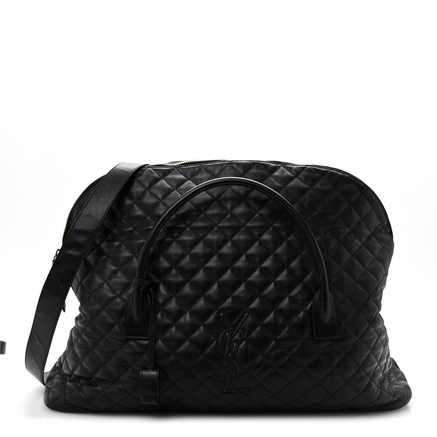 Calfskin Quilted ES Giant Travel Bag Black