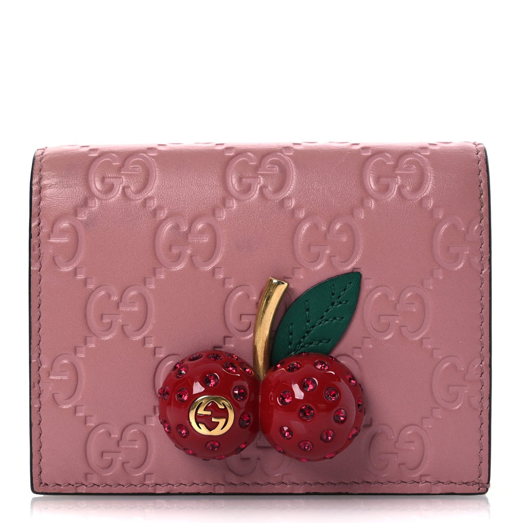 Guccissima Cherries  Case Wallet Pink