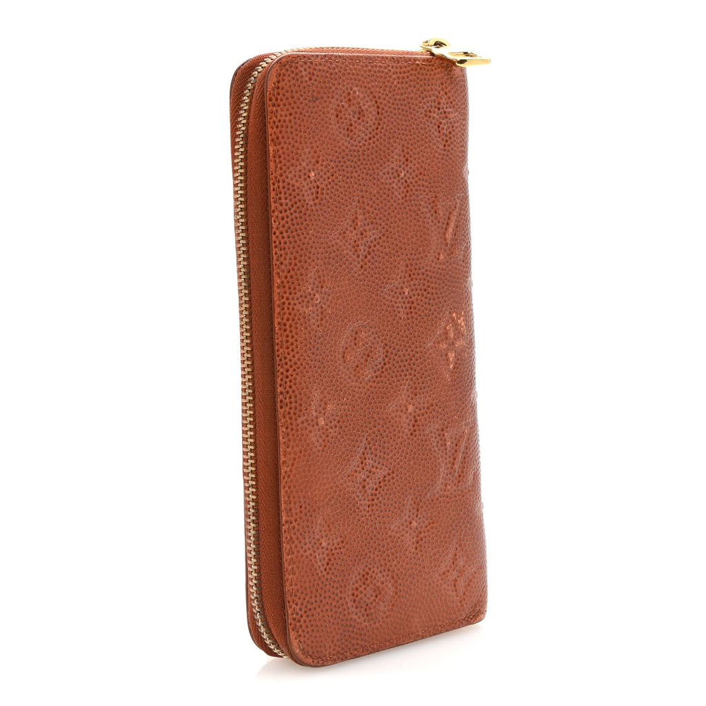 X NBA Grained Calfskin Monogram Vertical Zippy Wallet Brick Orange